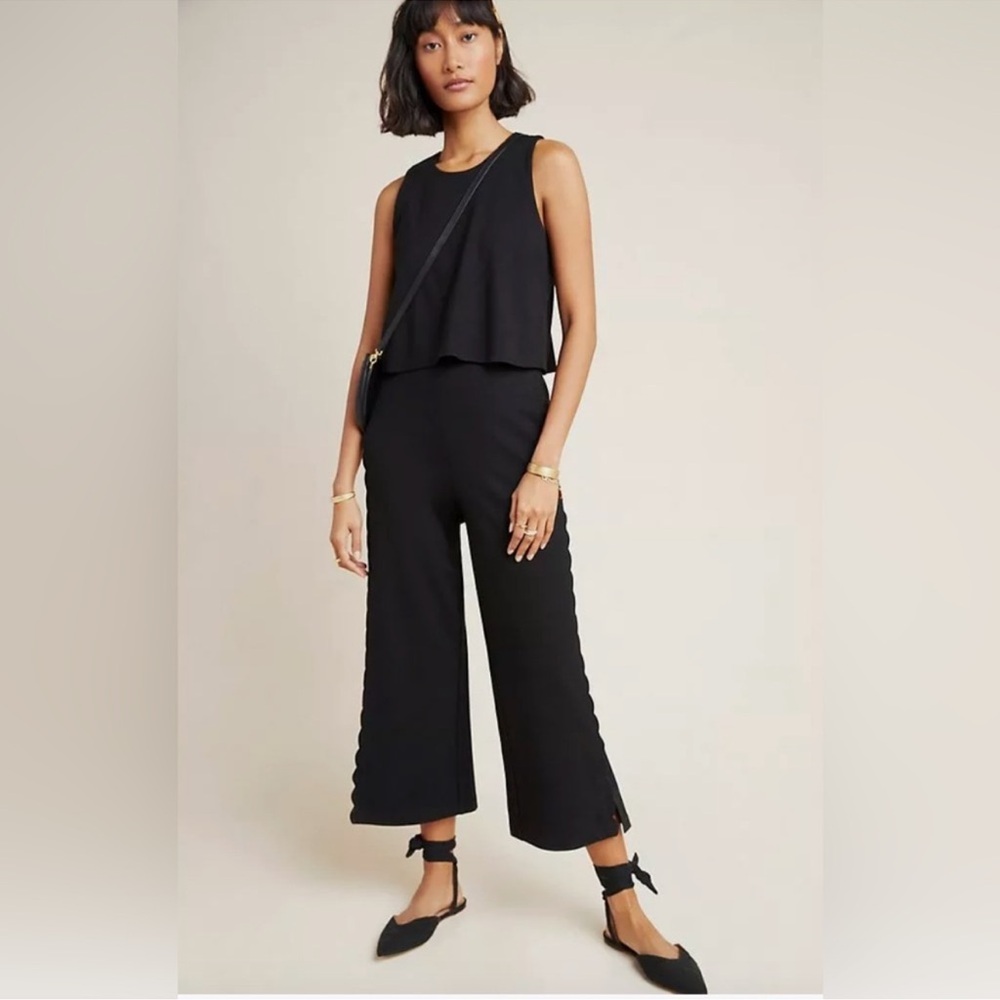 Anthropologie Black Wide Leg Jumpsuit